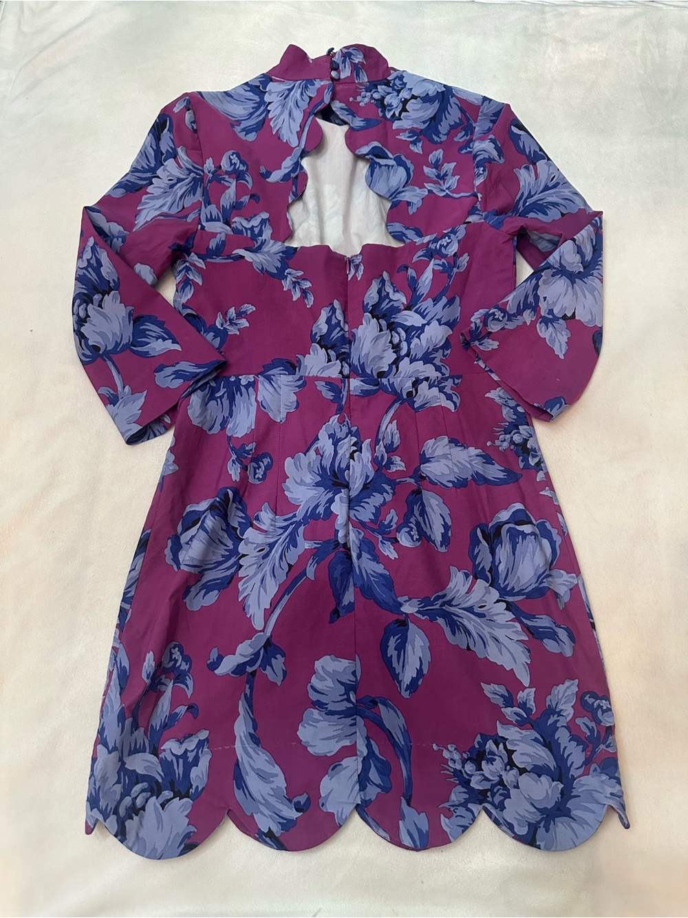 Anthropologie Maeve Purple Blue scalloped Floral Dress 38812 - Picture 3 of 9